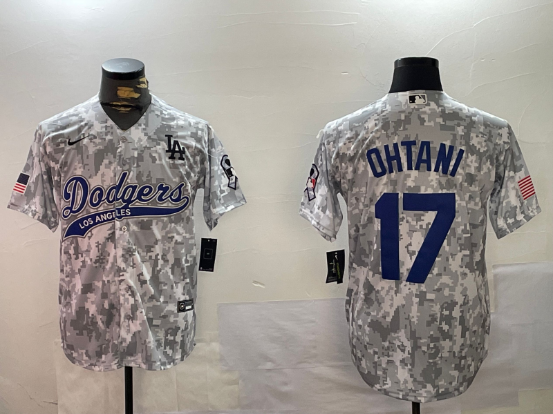 Men's Los Angeles Dodgers Shohei Ohtani #17 Arctic Camo 2024 Salute to Service Limited Jersey baseball jersey product view 1