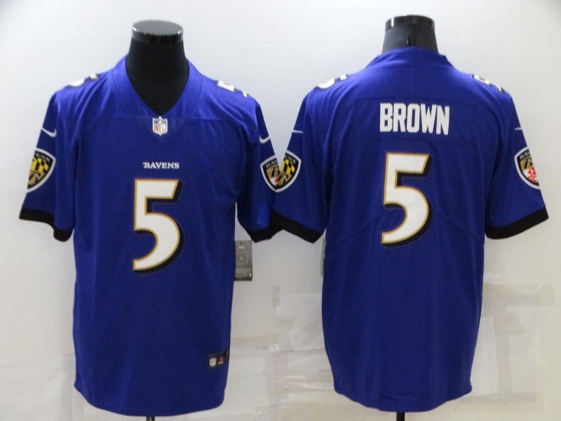 Men's Baltimore Ravens Marquise Brown #5 Purple Game Jersey1 football jersey product view 1