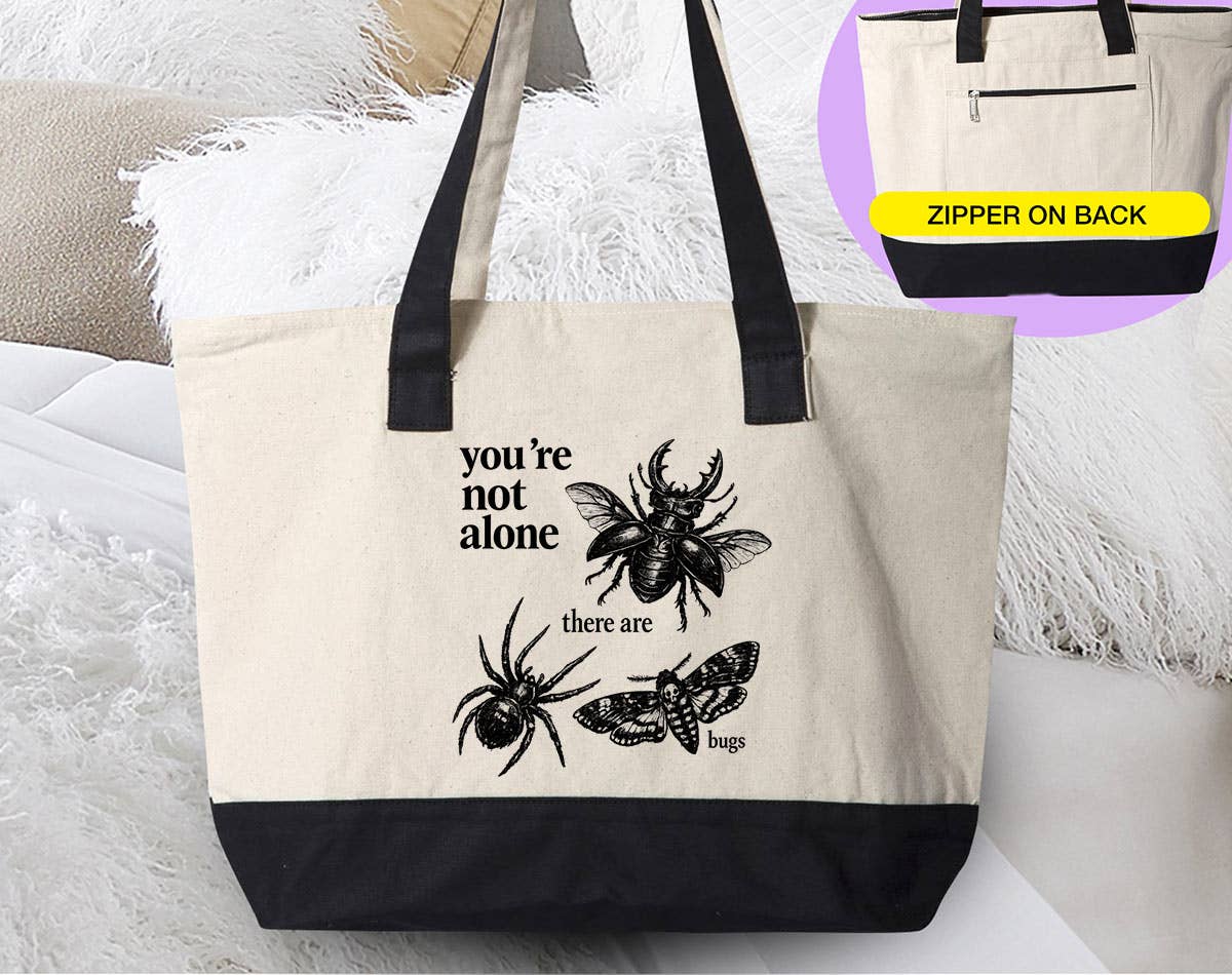 You're Not Alone, There Are Bugs Funny Vintage Tote Bag Unisex T-shirt, Sweatshirt, Hoodie, Long Sleeve Tee - T-Shirt, Sweatshirt, Hoodie