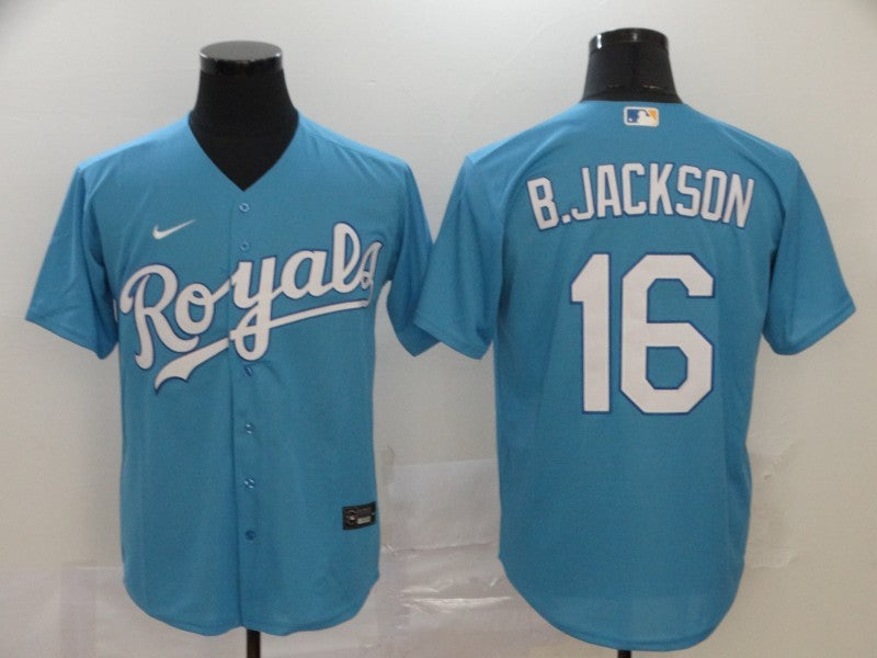Men's Kansas City Royals Bo Jackson #16 Blue Replica Player Jersey baseball jersey product view 1