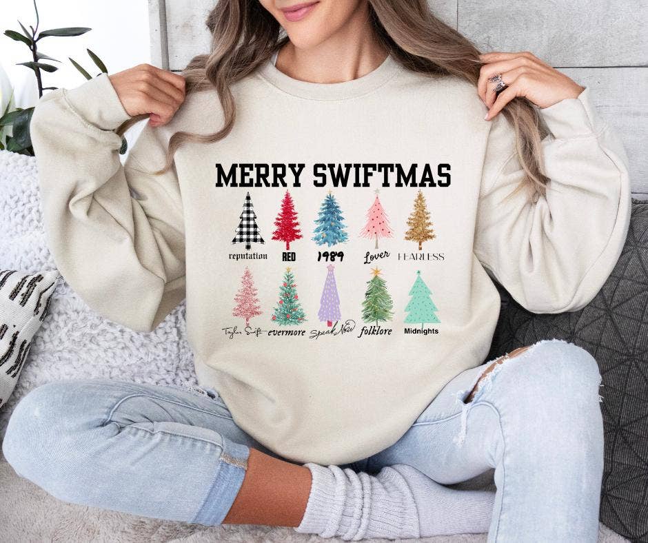 Merry Swiftmas Cute Cozy Christmas Sweatshirt Gift Unisex T-shirt, Sweatshirt, Hoodie, Long Sleeve Tee - T-Shirt, Sweatshirt, Hoodie