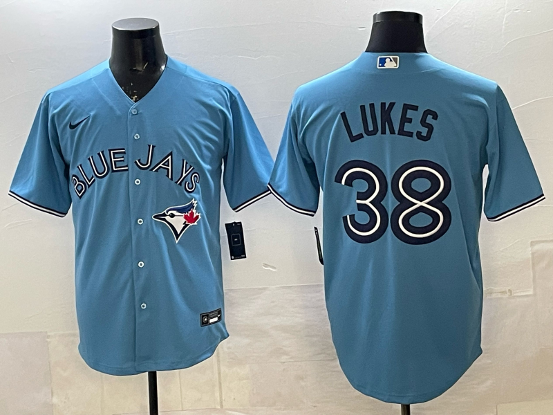 Men's Toronto Blue Jays Nathan Lukes #38 Powder Blue Player Jersey baseball jersey product view 1