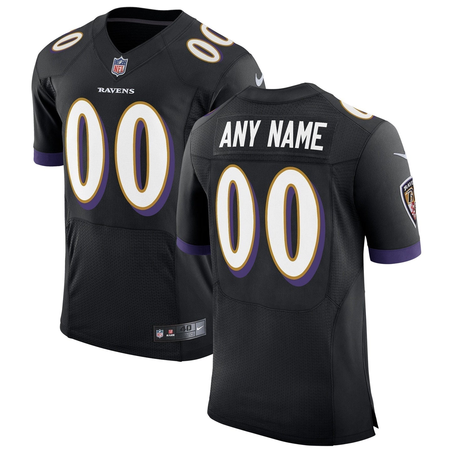 Custom Black Baltimore Ravens Vapor F.U.S.E. Limited Jersey football jersey product view 1