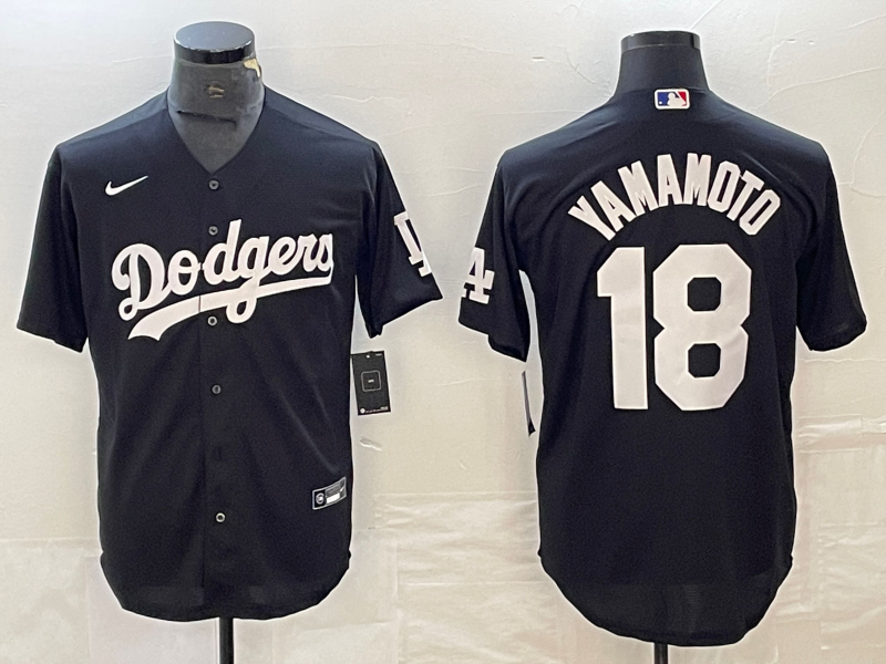Men's Los Angeles Dodgers Yoshinobu Yamamoto Black Replica Player Jersey baseball jersey product view 1