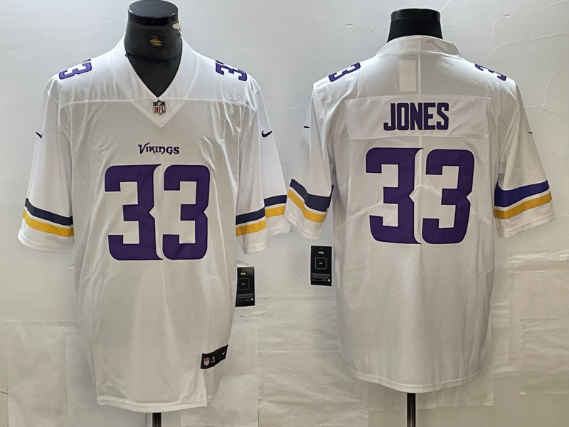 Men's Minnesota Vikings Aaron Jones White Player Game Jersey football jersey product view 1