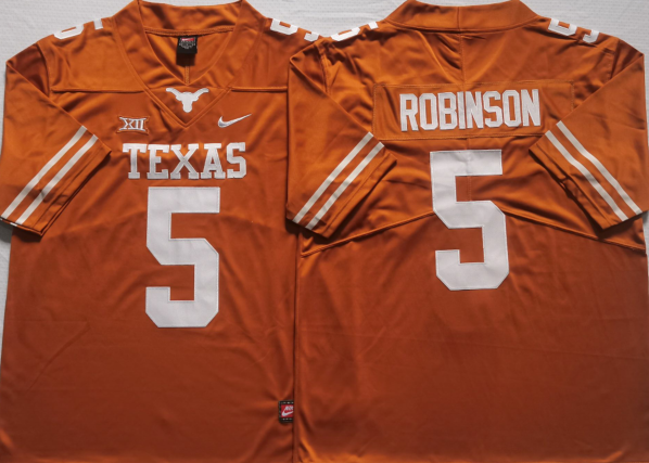 Men's Texas Longhorns Bijan Robinson Orange Replica Team Jersey sports jersey product view 1