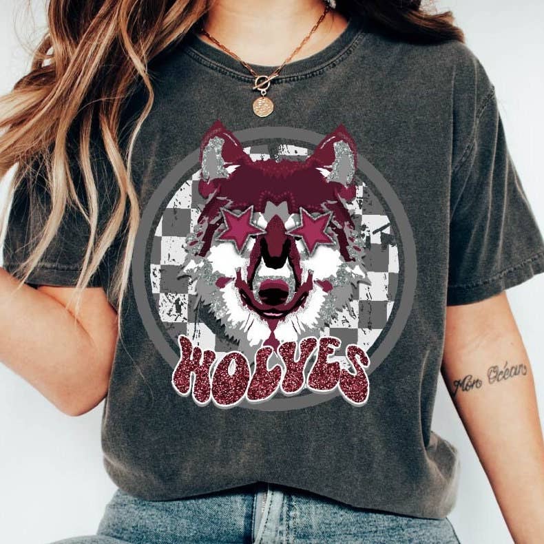 Wolves School Spirit Tee - Unisex Comfort Colors Apparel Unisex T-shirt, Sweatshirt, Hoodie, Long Sleeve Tee - T-Shirt, Sweatshirt, Hoodie