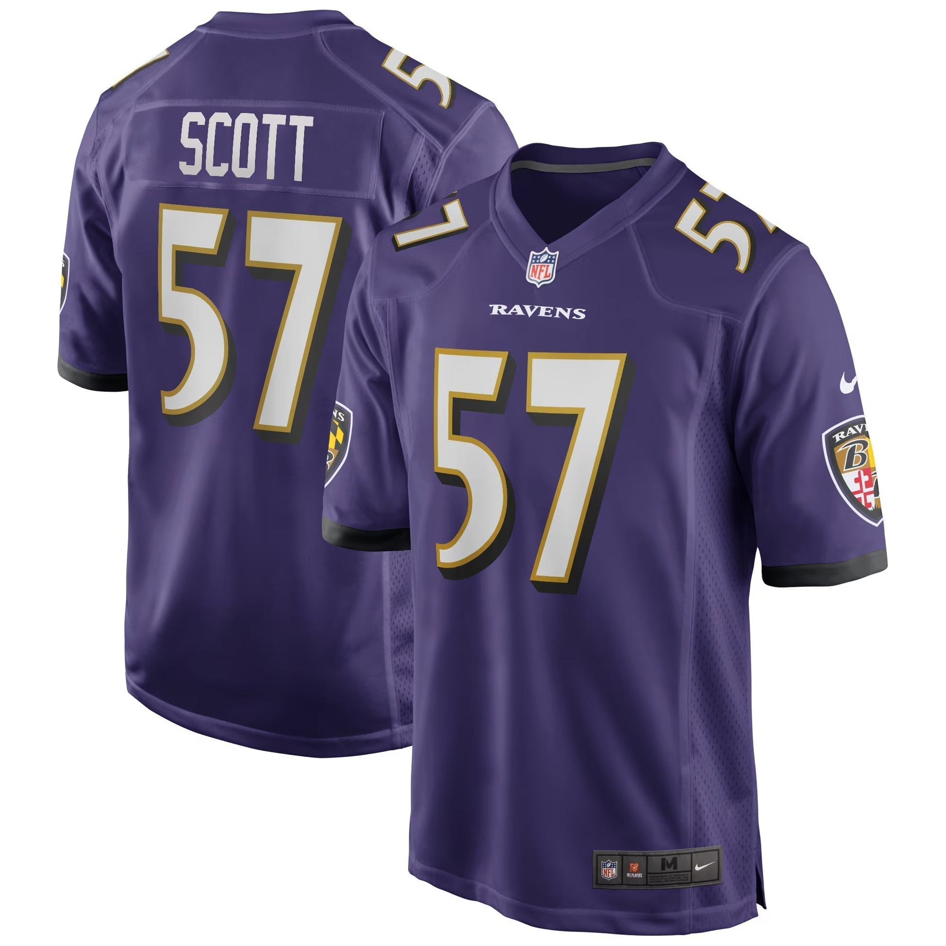 Baltimore Ravens Bart Scott Purple Game Retired Player Jersey football jersey product view 1