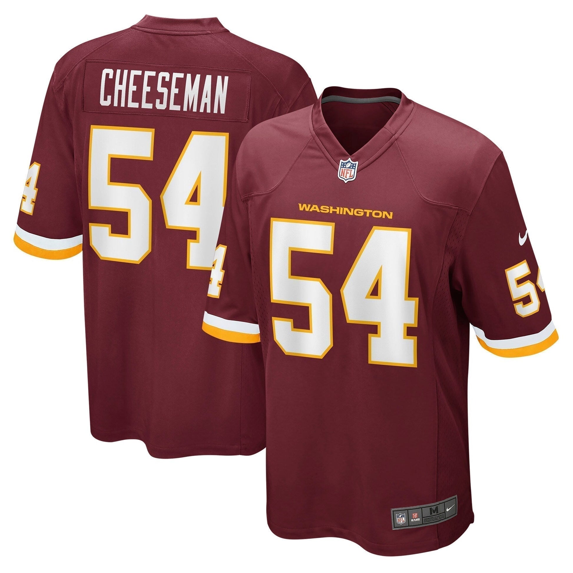 Camaron Cheeseman Washington Football Team Game Jersey - Burgundy football jersey product view 1