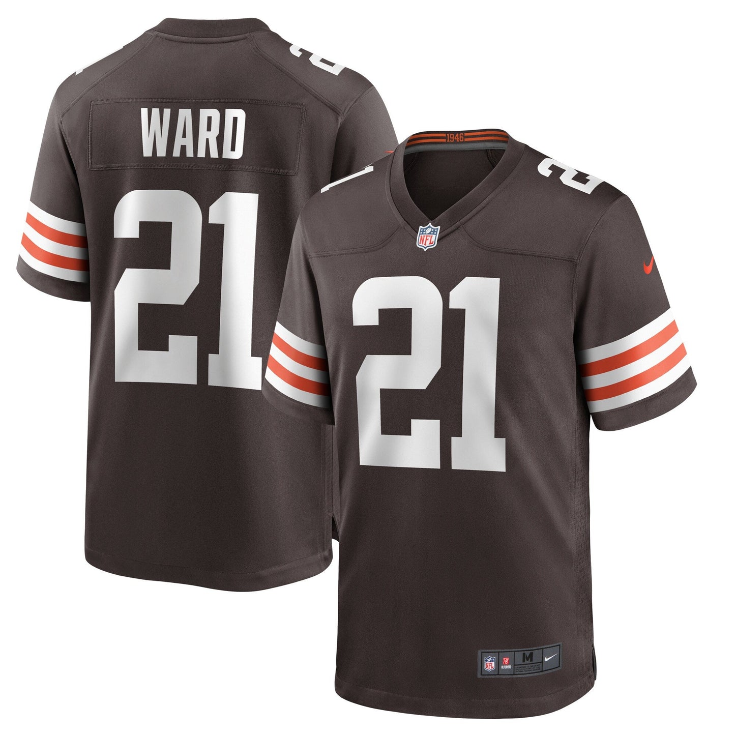 Denzel Ward Cleveland Browns Game Jersey - Brown football jersey product view 1