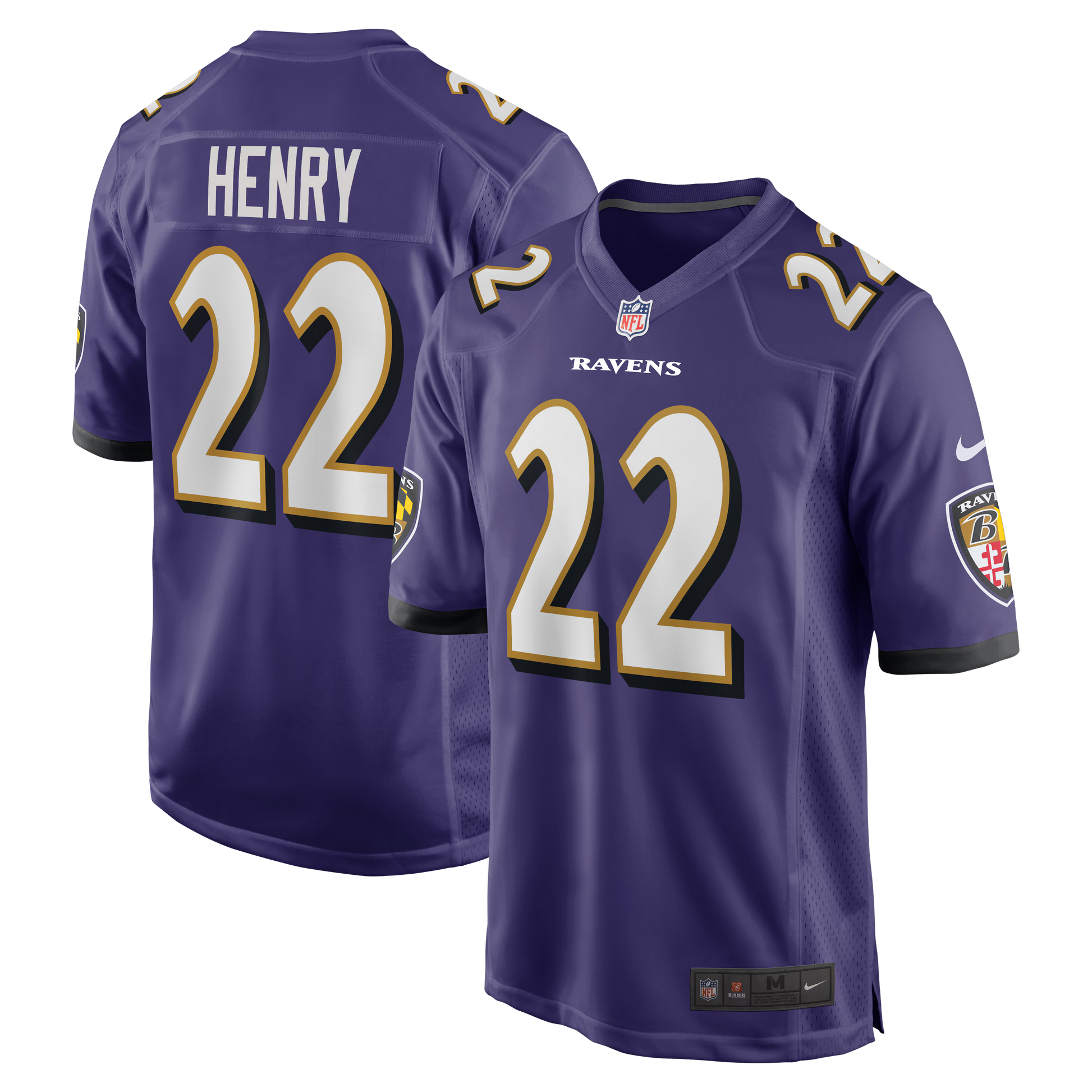 Baltimore Ravens Derrick Henry Purple Game Player Jersey football jersey product view 1