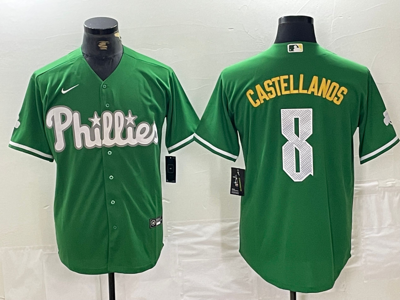 Men's Philadelphia Phillies Nick Castellanos Green Replica Player Jersey baseball jersey product view 1