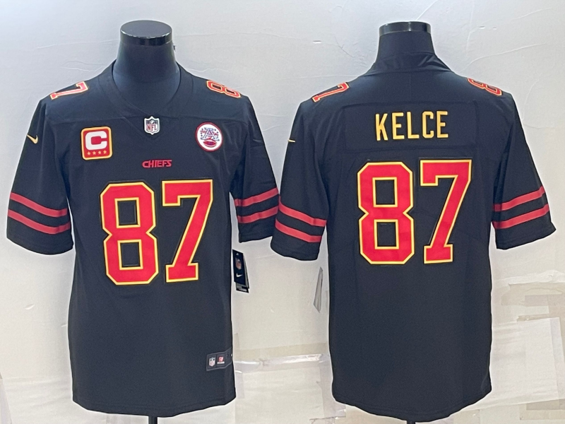 Men's Kansas City Chiefs Travis Kelce #87 Black Team Game Jersey1 football jersey product view 1