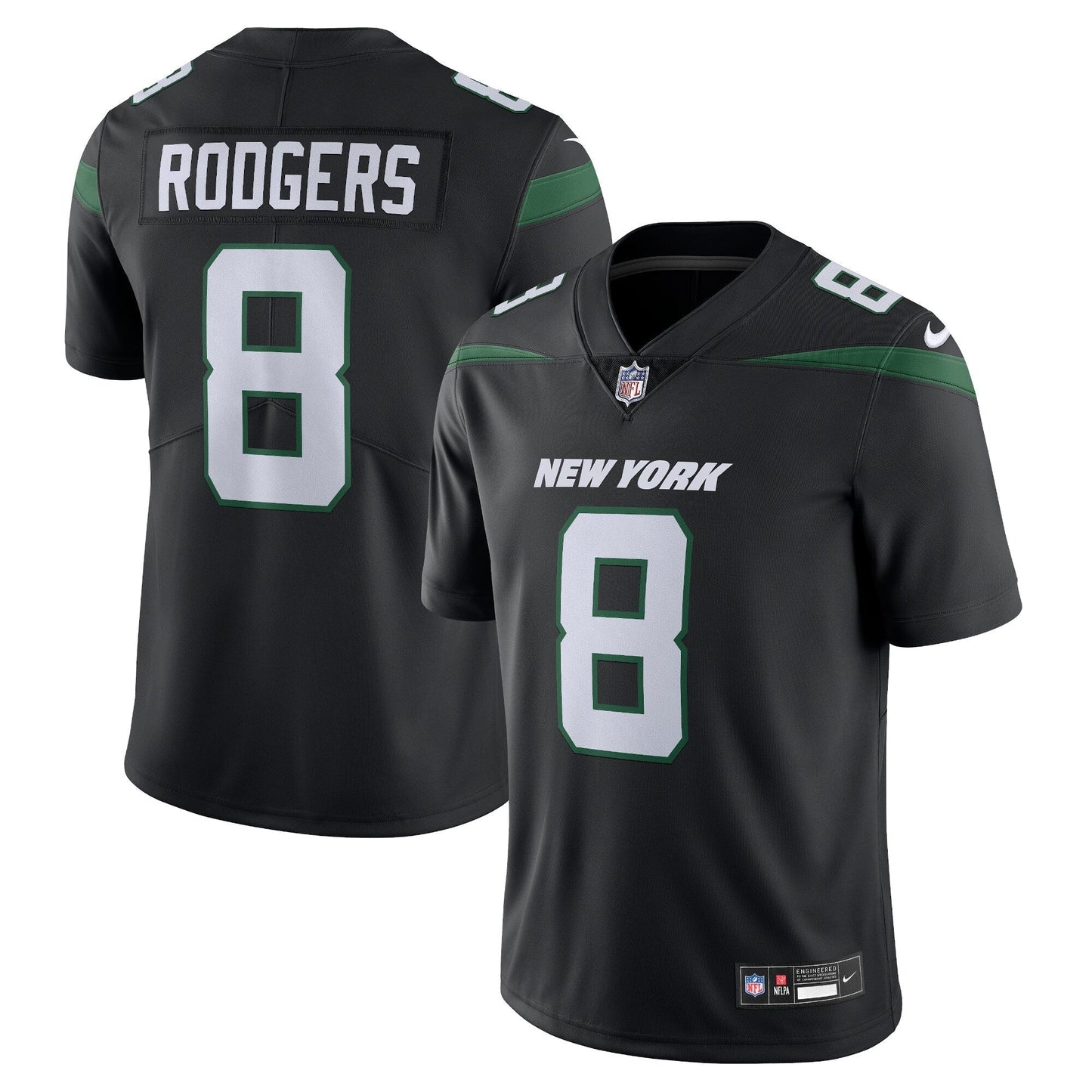 Aaron Rodgers New York Jets Vapor Untouchable Limited Jersey - Black football jersey product view 1