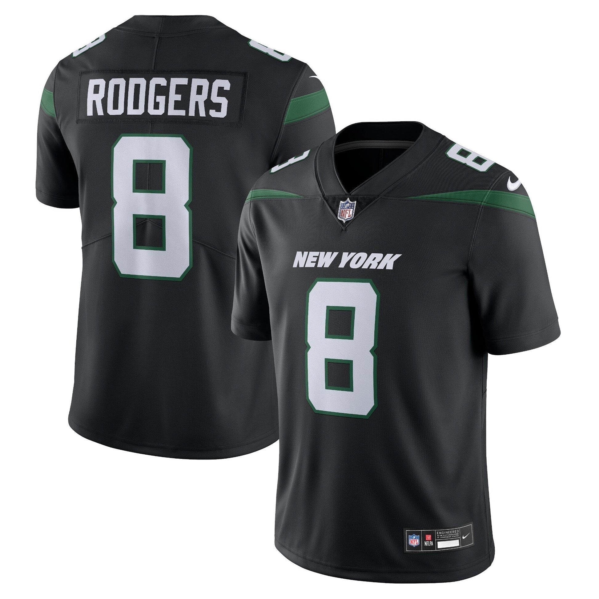 Aaron Rodgers New York Jets Vapor Untouchable Limited Jersey - Black football jersey product view 1