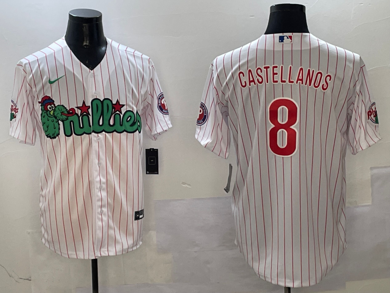 Men's Philadelphia Phillies Nick Castellanos White Replica Player Jersey baseball jersey product view 1