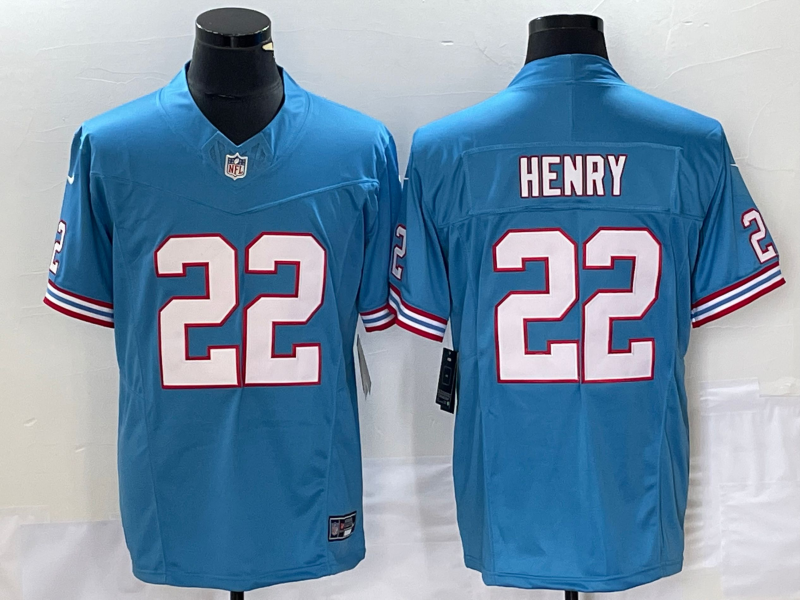 Men's Tennessee Titans Derrick Henry Light Blue Oilers Throwback Vapor F.U.S.E. Limited Jersey hockey jersey product view 1