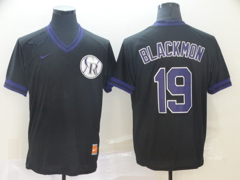 Men's Colorado Rockies Charlie Blackmon #19 Black Replica Baseball Jersey baseball jersey product view 1