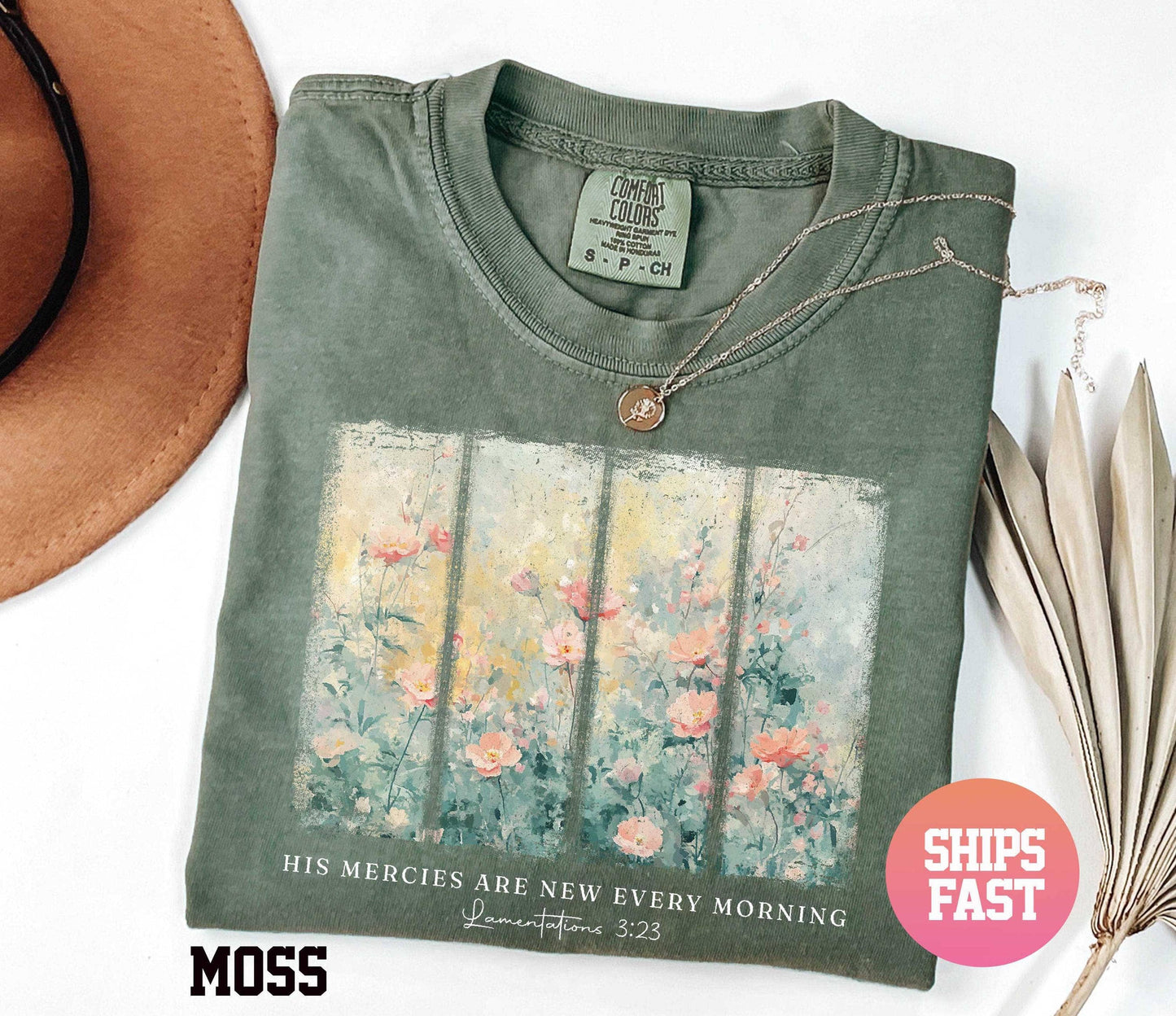 His Mercies Are New Every Morning Floral Jesus Shirt Unisex T-shirt, Sweatshirt, Hoodie, Long Sleeve Tee - T-Shirt, Sweatshirt, Hoodie
