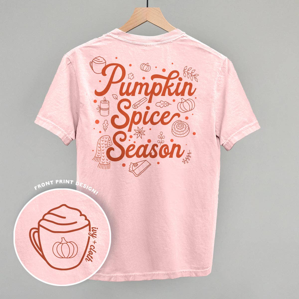 Pumpkin Spice Season Doodles (Back Print) Unisex T-shirt, Sweatshirt, Hoodie, Long Sleeve Tee - T-Shirt, Sweatshirt, Hoodie