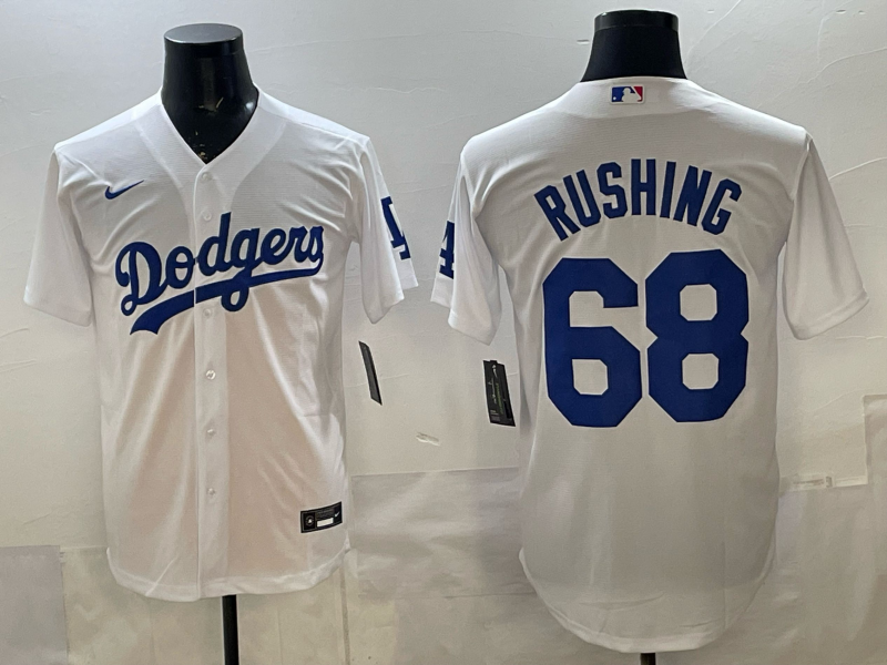 Men's Los Angeles Dodgers Jack Rushing #68 White Home Replica Jersey baseball jersey product view 1