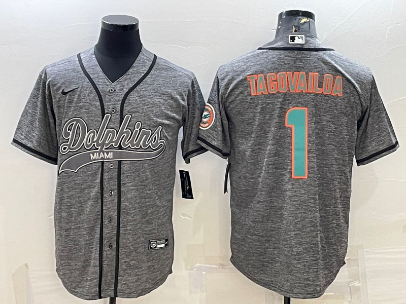 Men's Miami Dolphins Tua Tagovailoa Gray Game Jersey Joint Edition football jersey product view 1