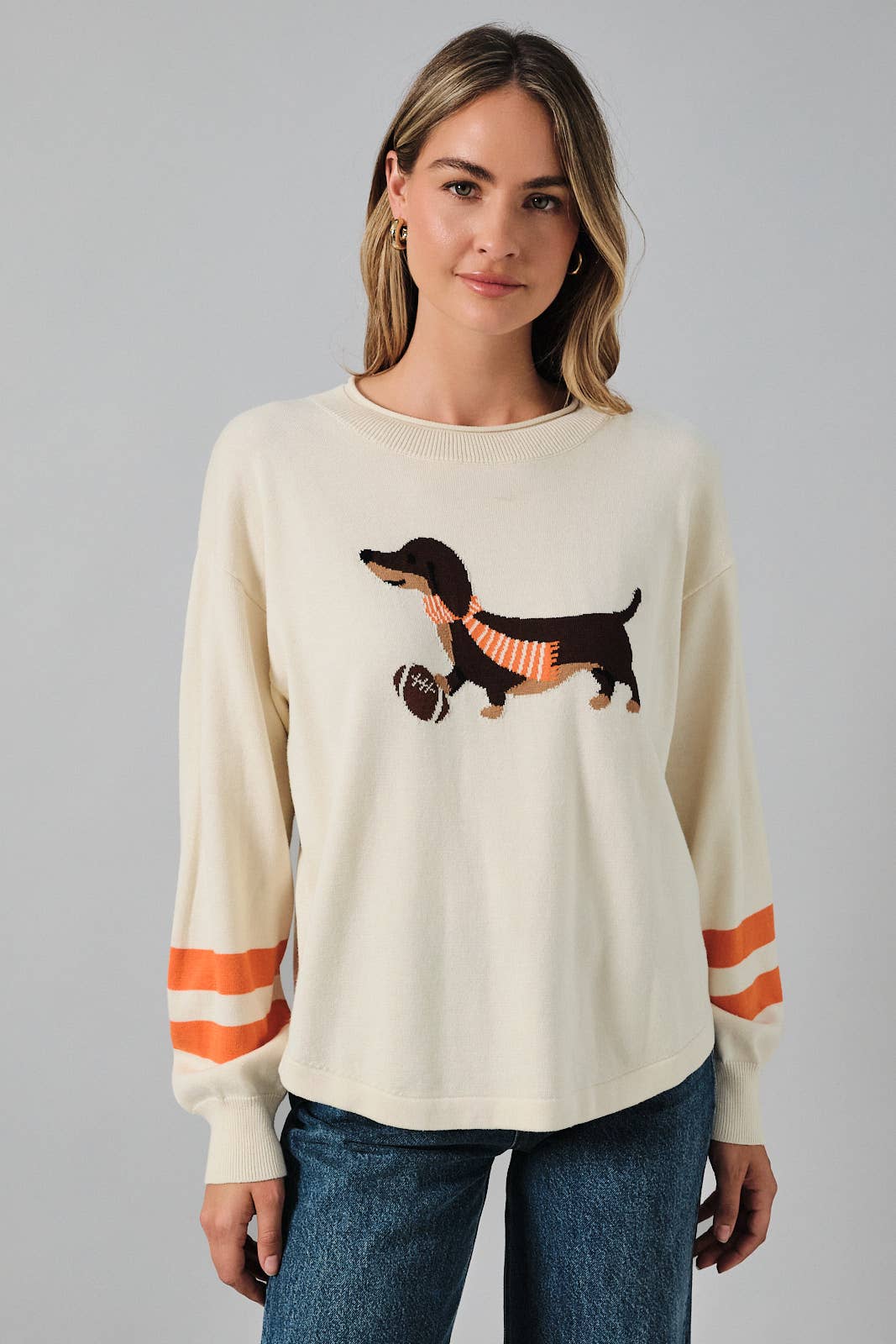 Roll Up Neck Long Sleeve "Game Day Dog" Graphic Sweater Unisex T-shirt, Sweatshirt, Hoodie, Long Sleeve Tee - T-Shirt, Sweatshirt, Hoodie