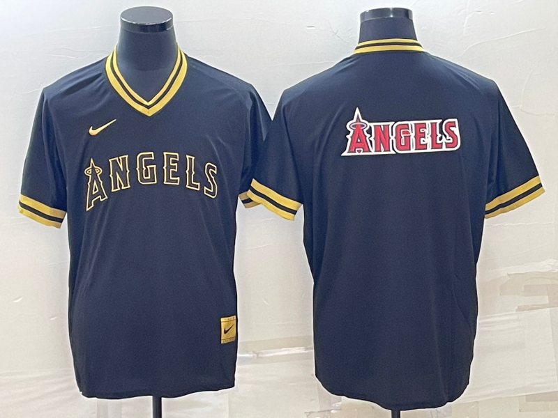 Men's Los Angeles Angels Black Alternate Replica Player Jersey baseball jersey product view 1