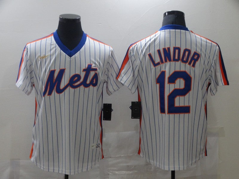 Men's New York Mets Francisco Lindor #12 White Stitched Jersey baseball jersey product view 1