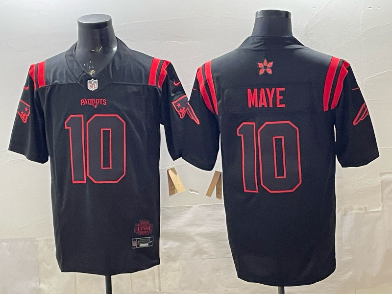 Men's New England Patriots Drake Maye Black Player Jersey football jersey product view 1
