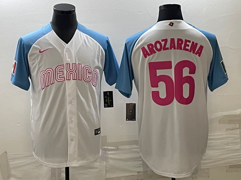 Men's 2023 World Baseball Classic Randy Arozarena Mexico Jersey White baseball jersey product view 1