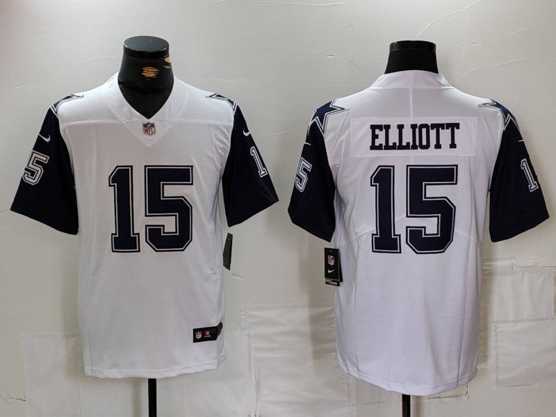 Men's Dallas Cowboys Ezekiel Elliott #15 White 2nd Alternate Legend Jersey1 football jersey product view 1