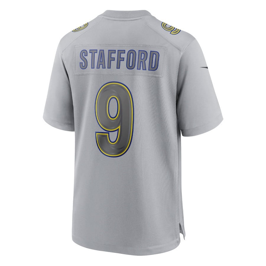 Matthew Stafford 9 Los Angeles Rams Atmosphere Fashion Game Jersey - Gray football jersey product view 3
