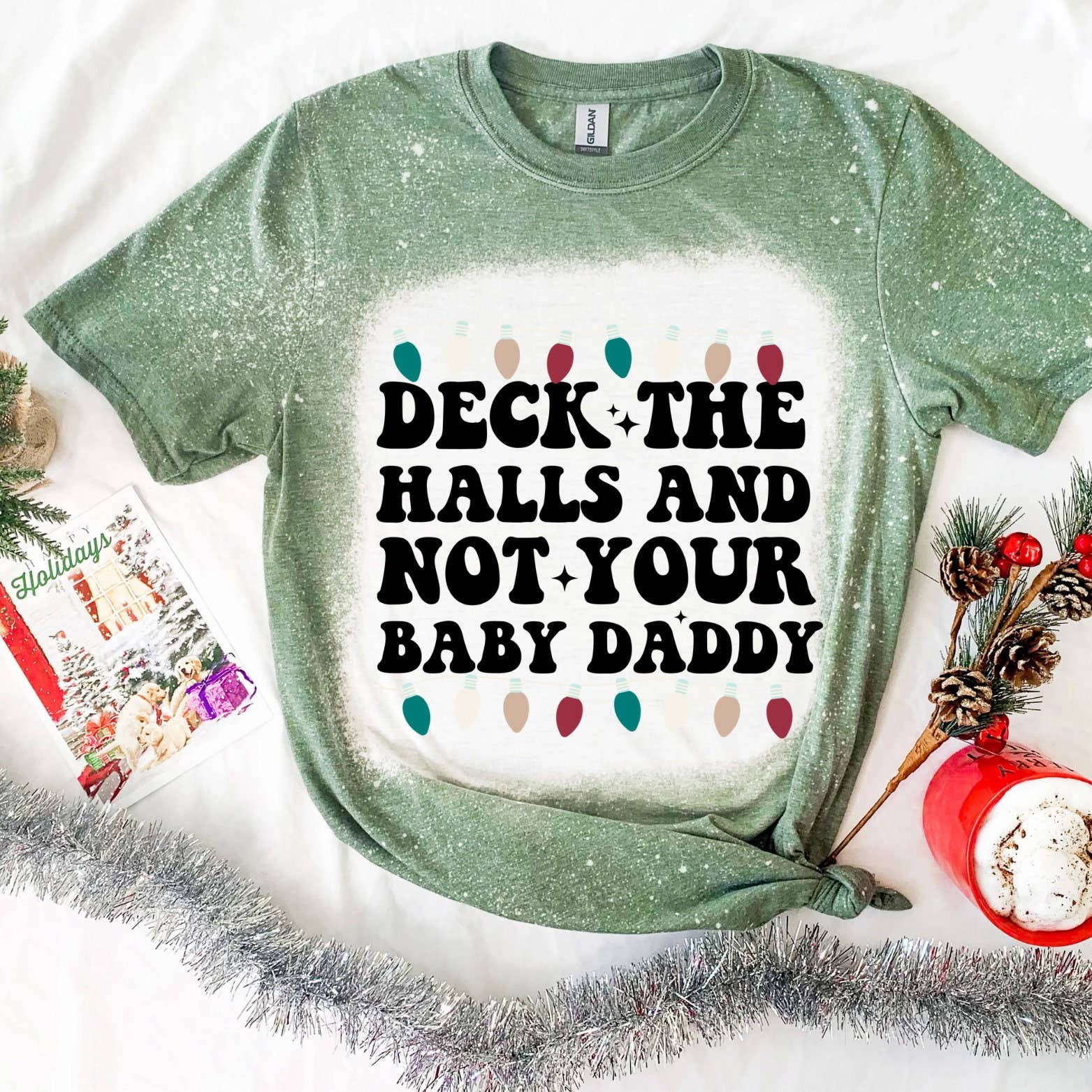 Deck the Halls Graphic T-Shirt  Retro Bleached Plus Size Unisex T-shirt, Sweatshirt, Hoodie, Long Sleeve Tee - T-Shirt, Sweatshirt, Hoodie