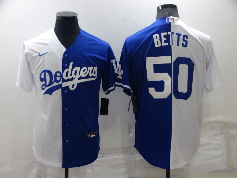 Men's Los Angeles Dodgers Mookie Betts White/Blue Replica Baseball Jersey baseball jersey product view 1