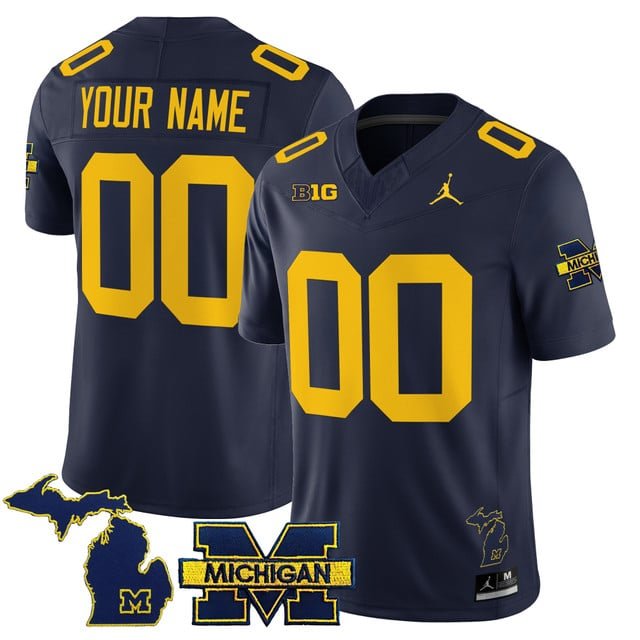 Custom Michigan Wolverines Jersey 2025 Vapor Limited Navy - All Stitched football jersey product view 1