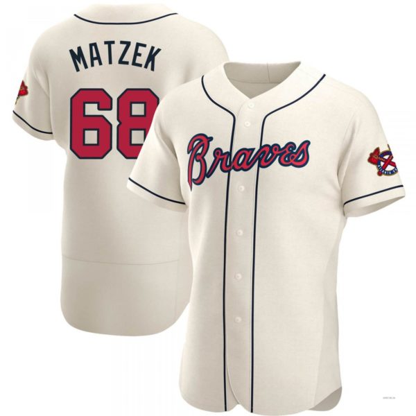 Atlanta Braves #68 Tyler Matzek Cream Alternate Jersey Stitches Baseball Jerseys baseball jersey product view 1