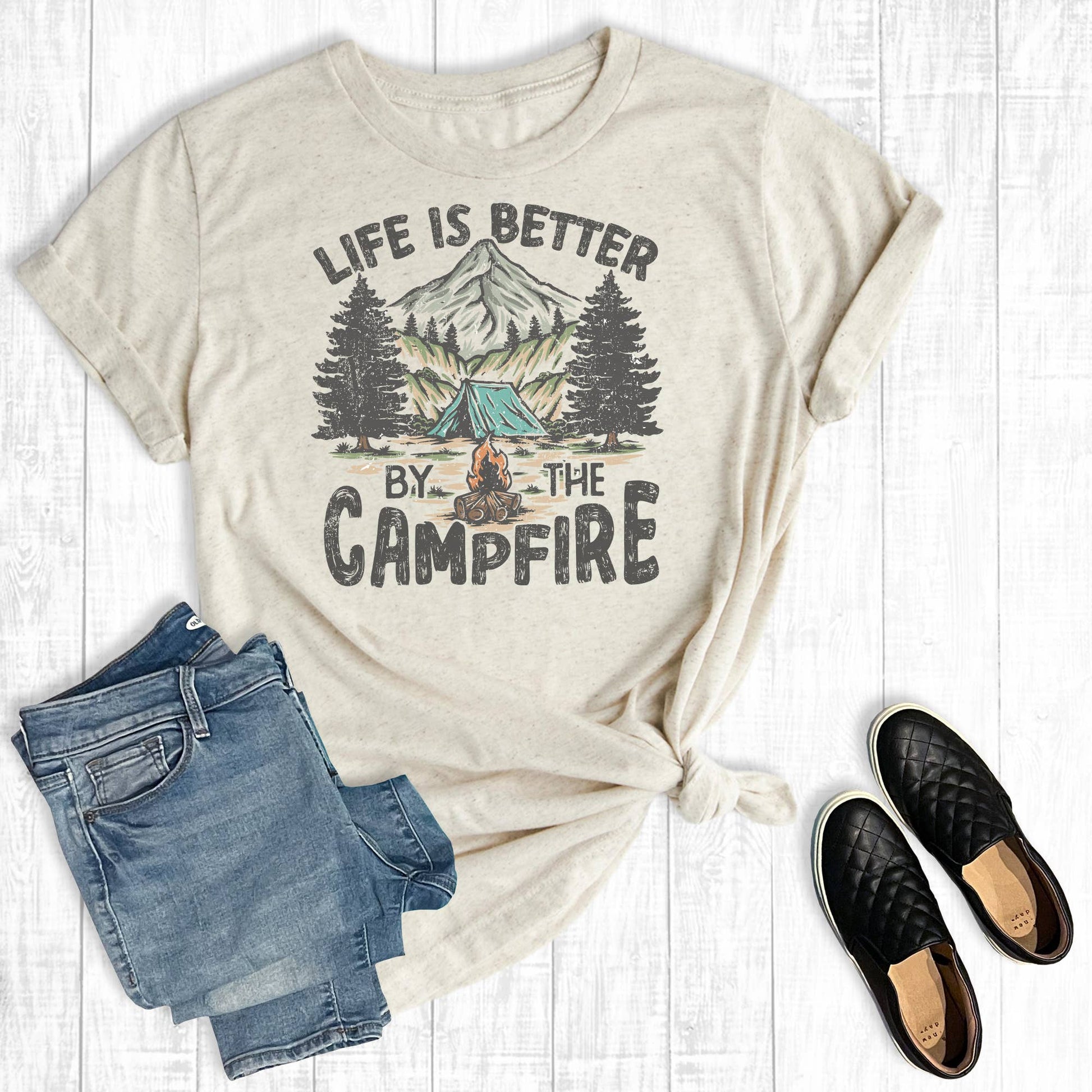 Life Is Better By the Campfire Summer Graphic Tee Unisex T-shirt, Sweatshirt, Hoodie, Long Sleeve Tee - T-Shirt, Sweatshirt, Hoodie