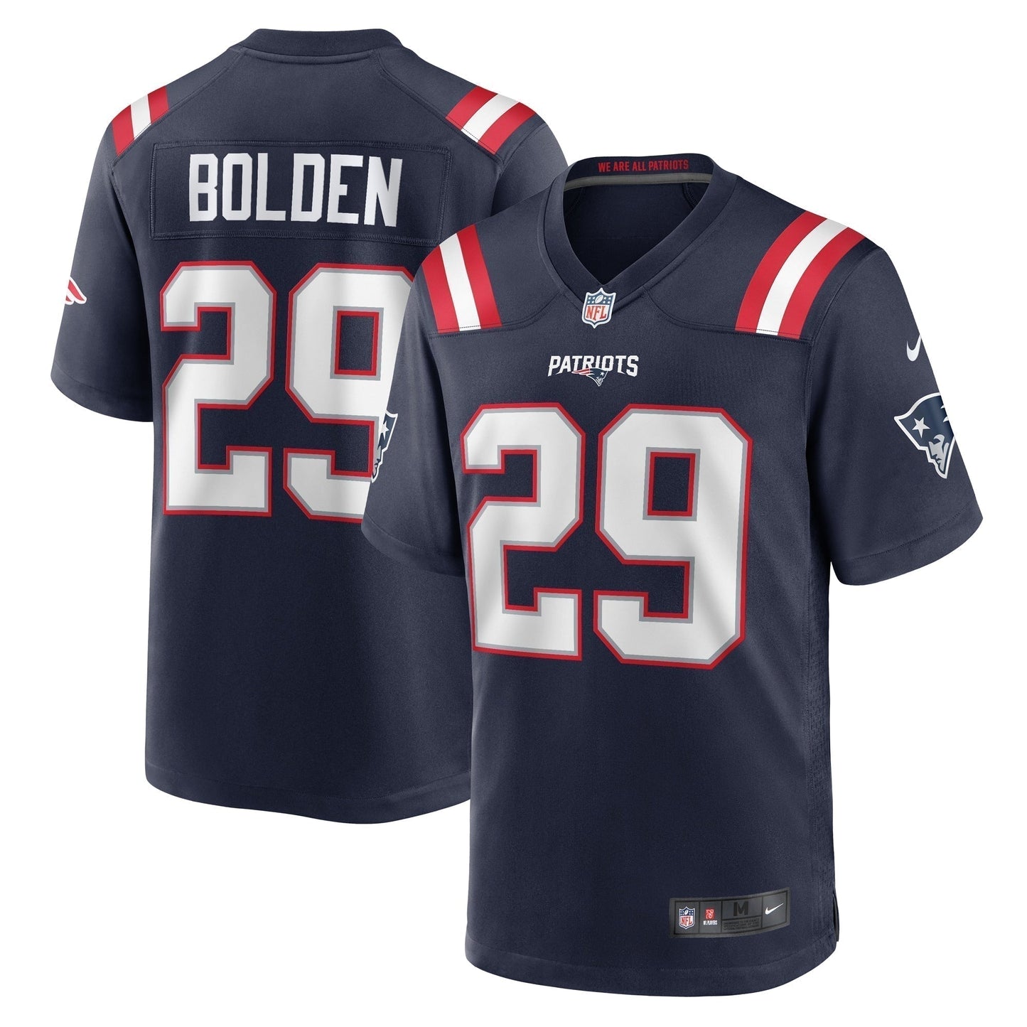 Isaiah Bolden New England Patriots Team Game Jersey - Navy football jersey product view 1