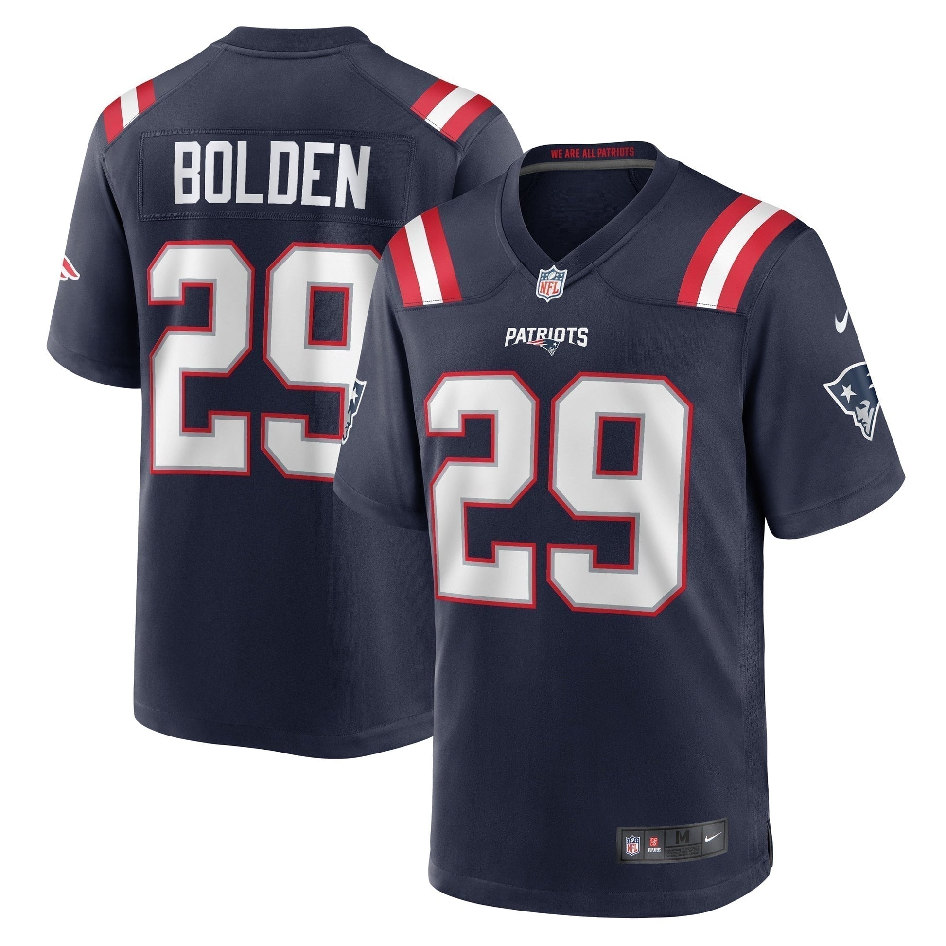 Isaiah Bolden New England Patriots Team Game Jersey - Navy football jersey product view 1