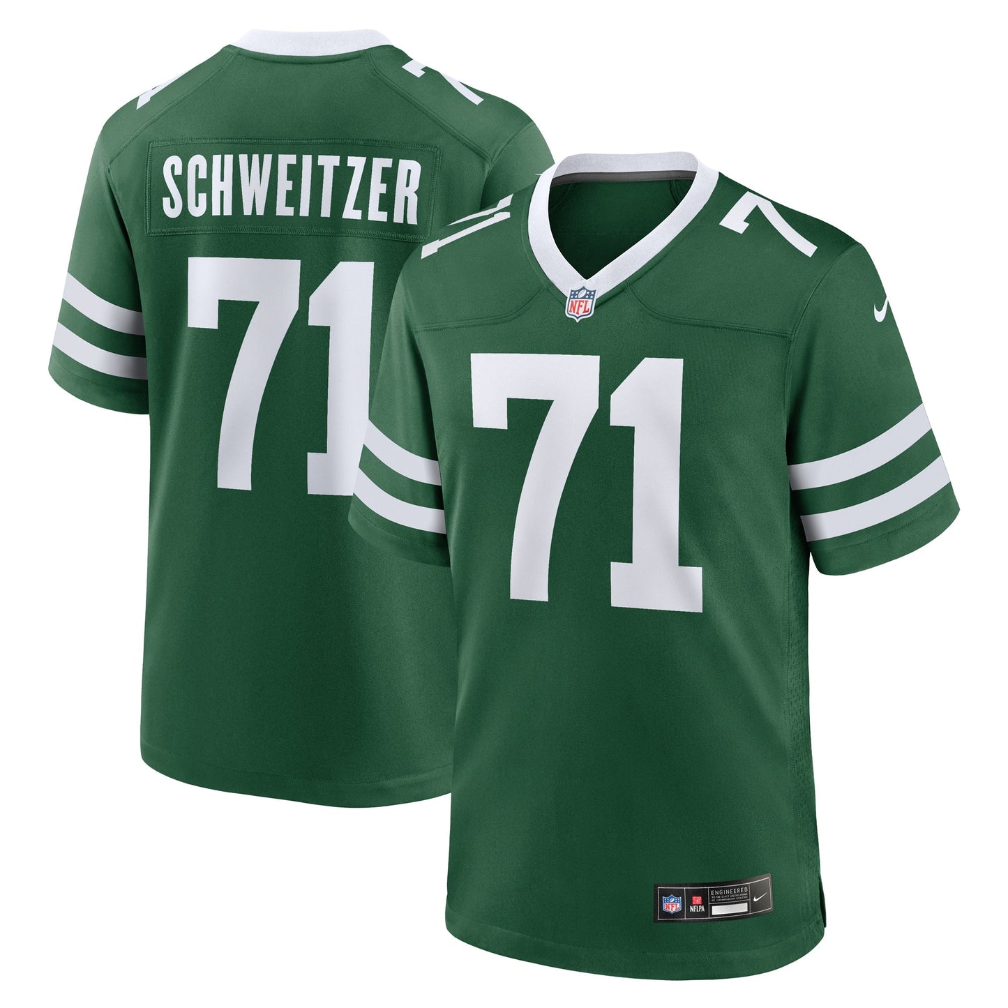 Wes Schweitzer New York Jets Team Game Jersey - Legacy Green football jersey product view 1