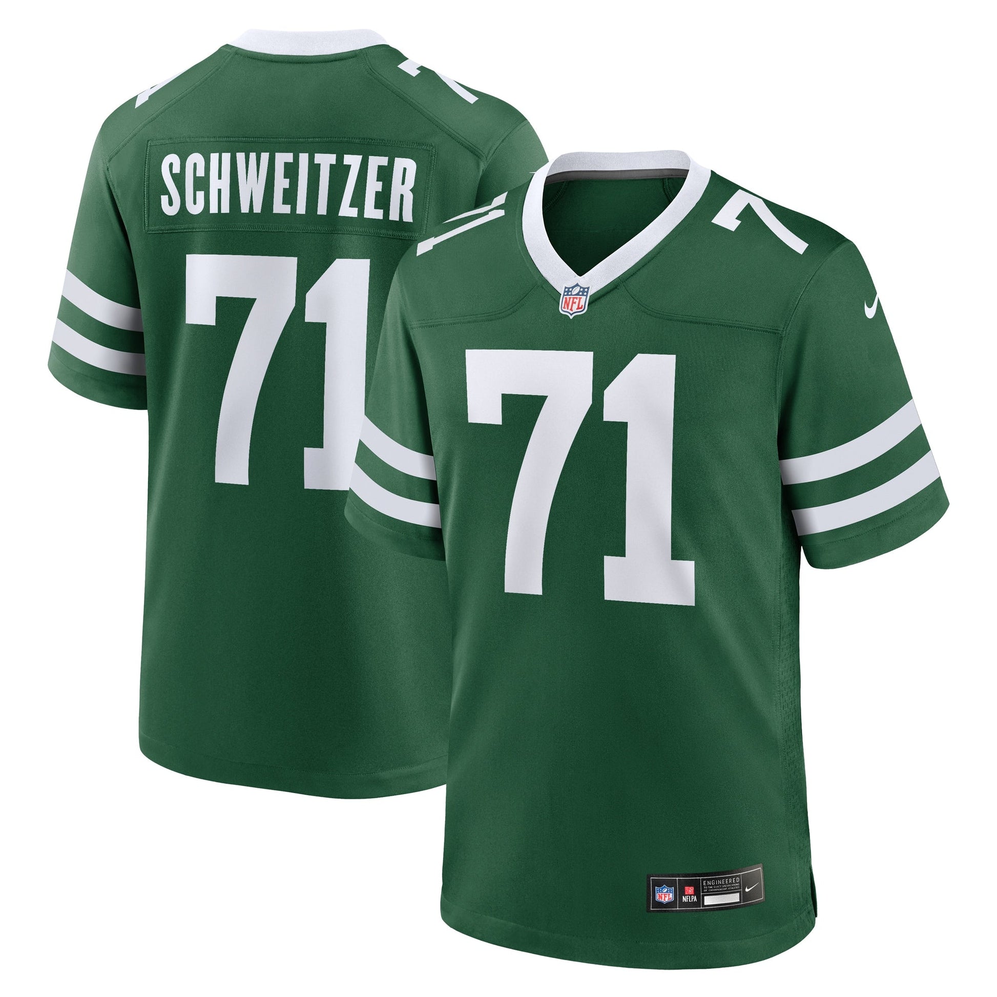 Wes Schweitzer New York Jets Team Game Jersey - Legacy Green football jersey product view 1