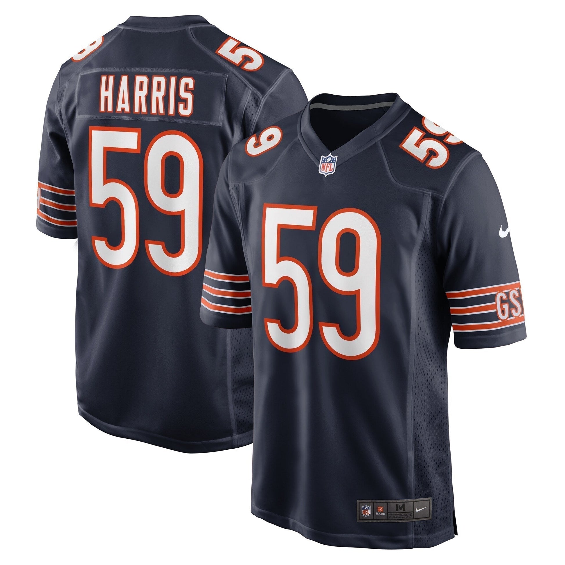 Jalen Harris Chicago Bears Team Game Jersey - Navy football jersey product view 1