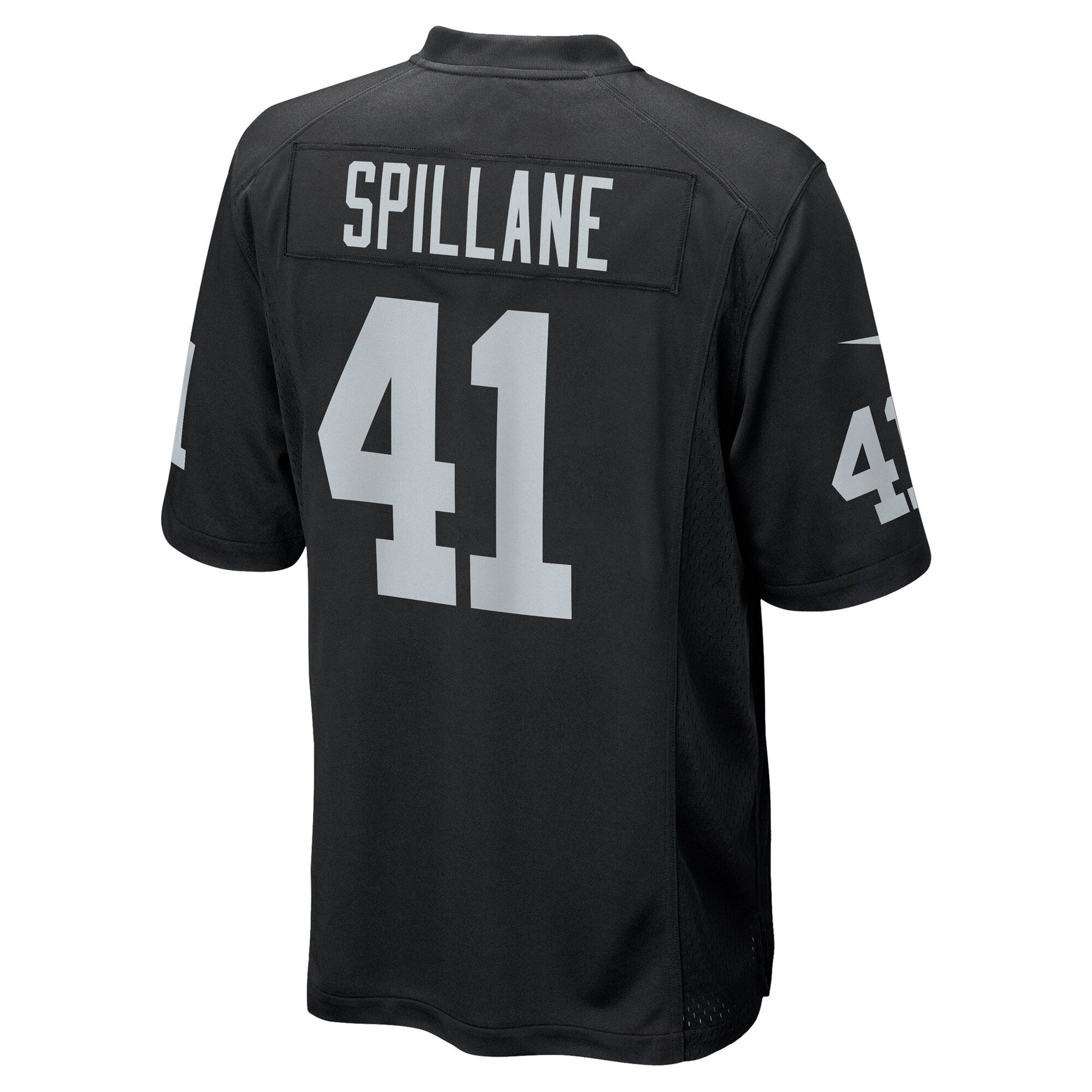 Robert Spillane Las Vegas Raiders Game Jersey - Black football jersey product view 3