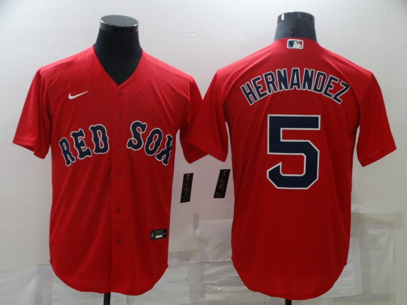 Men's Boston Red Sox Enrique Hernandez #5 Red Replica Baseball Jersey1 baseball jersey product view 1