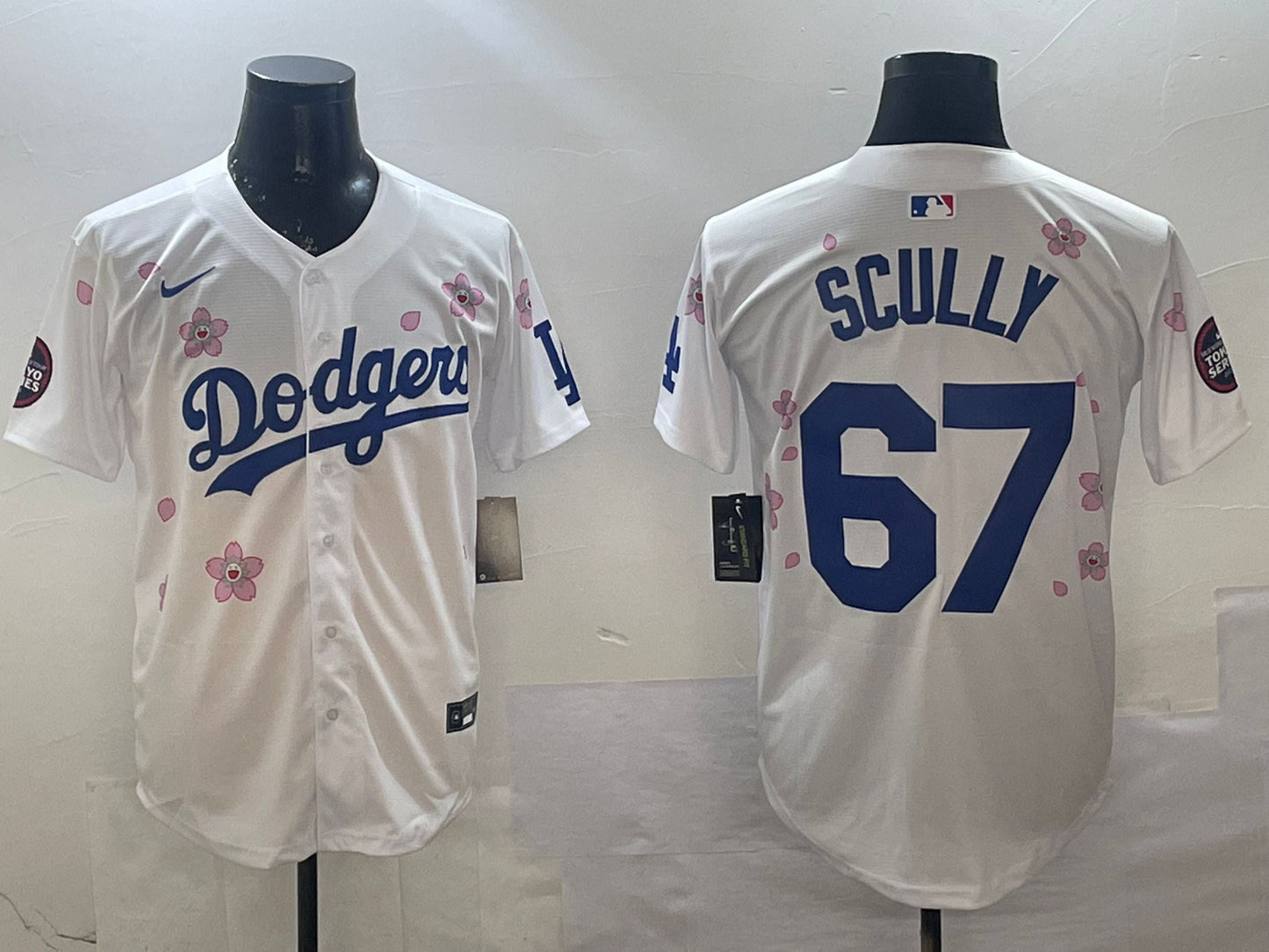 Men's Los Angeles Dodgers Vince Scully #67 White Player Jersey baseball jersey product view 1