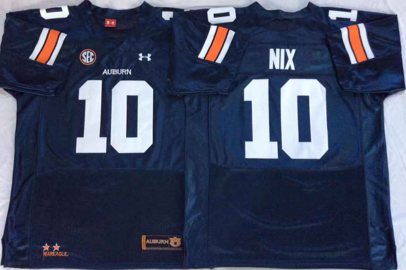 Men's Auburn Tigers Bo Nix #10 Navy Player Game Jersey sports jersey product view 1