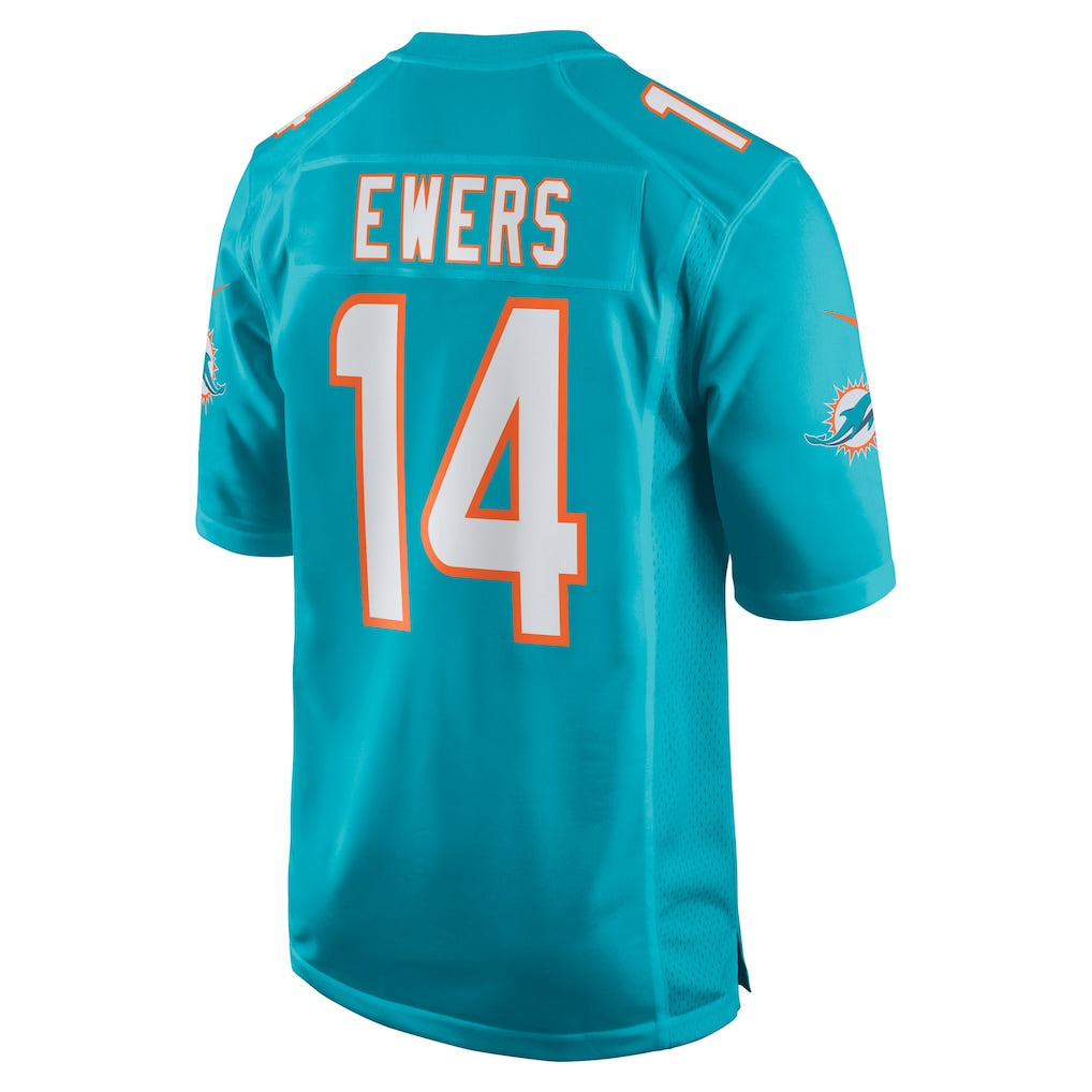 M.Dolphins #14 Quinn Ewers Aqua Team Game Jersey football jersey product view 1