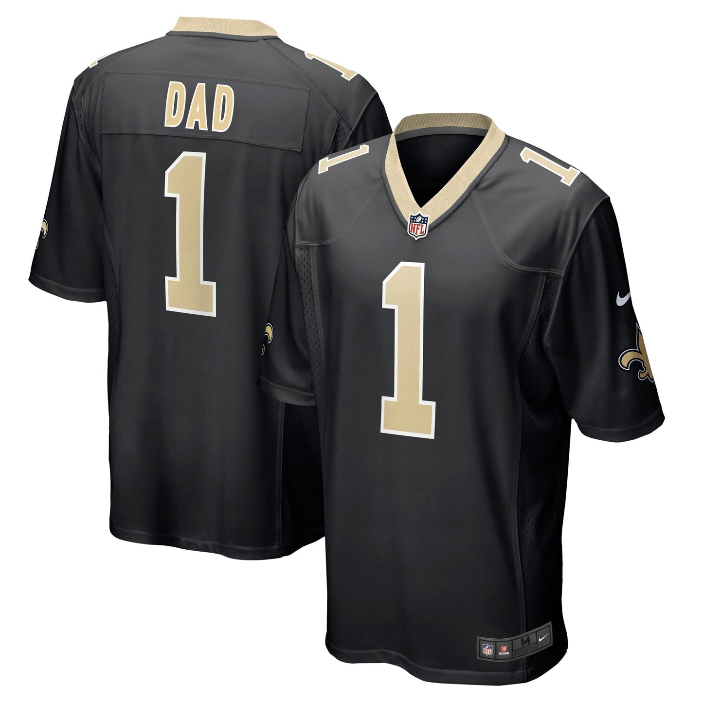 New Orleans Saints Number 1 Dad Black Game Jersey football jersey product view 1
