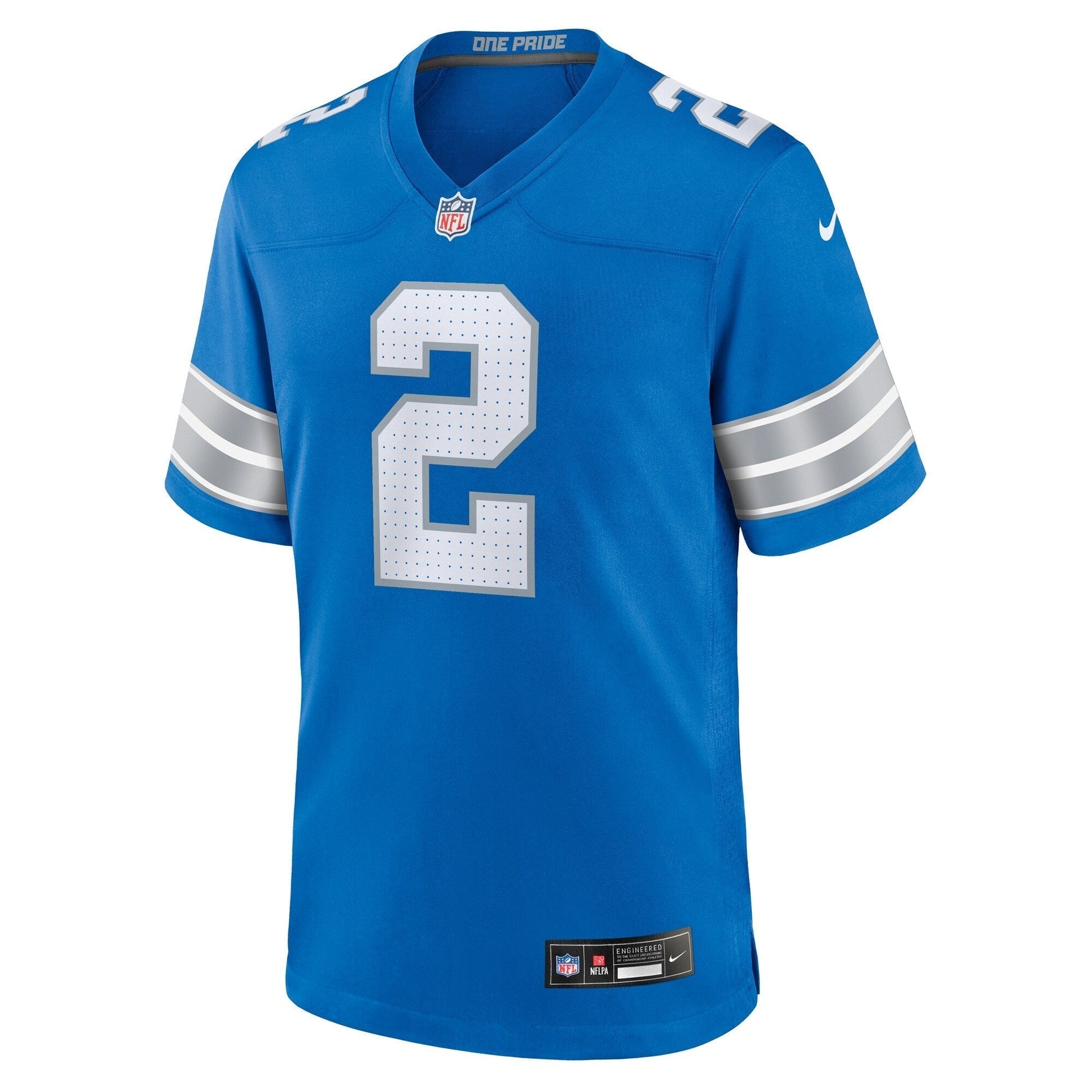 Hendon Hooker Detroit Lions Team Game Jersey - Blue football jersey product view 2